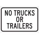 No Trucks Or Trailers Sign - Self-sticking Polyester 12 x 18 - Black on White