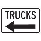 Trucks Sign - Non-reflective Aluminum 12 x 18 - Black on White