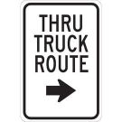 Thru Truck Route Sign - Light Duty Plastic 18 x 12 - Black on White