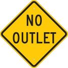 No Outlet Sign - Light Duty Plastic 18 x 18 - Black on Yellow