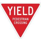 Yield Pedestrian Crossing Sign - Light Duty Plastic 18 x 18 - White on Red