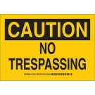 CAUTION No Trespassing Sign - Light Duty Plastic - Black on Yellow - 7 x 10