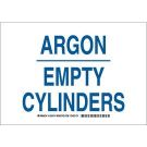 Argon Empty Cylinders Sign - Non-reflective Aluminum - Blue on White - 10 x 14
