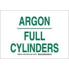 Argon Full Cylinders Sign - Non-reflective Aluminum - Green on White - 7 x 10