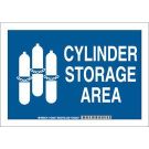 Cylinder Storage Area Sign - Self-sticking Polyester - White on Blue - 10 x 14