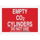 Empty Co2 Cylinders Do Not Use Sign - Non-reflective Aluminum - White on Red - 7 x 10