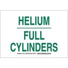 Helium Full Cylinders Sign - Light Duty Plastic - Green on White - 10 x 14