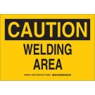 CAUTION Welding Area Sign - Light Duty Plastic - Black on Yellow - 7 x 10