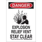 DANGER Explosion Relief Vent Stay Clear Sign - Non-reflective Aluminum - Black/Red on White - 14 x 10