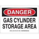 DANGER Gas Cylinder Storage Area Sign - Non-reflective Aluminum - Black/Red on White - 7 x 10