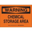 WARNING Chemical Storage Area Sign - Light Duty Plastic - Black on Orange - 10 x 14