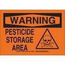 WARNING Pesticide Storage Area Sign - Light Duty Plastic - Black on Orange - 10 x 14