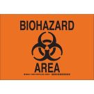 Biohazard Area Sign - Non-reflective Aluminum - Black on Orange - 10 x 14