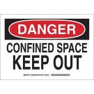 DANGER Confined Space Keep Out Sign - Non-reflective Aluminum - Black/Red on White - 10 x 14