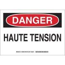 DANGER Haute Tension Sign - Non-reflective Aluminum - Black/Red on White - 10 x 14
