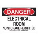 DANGER Electrical Room No Storage Permitted Sign - Non-reflective Aluminum - Black/Red on White - 10 x 14