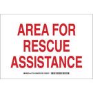 Area For Rescue Assistance Sign - Non-reflective Aluminum - Red on White - 7 x 10