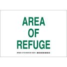 Area Of Refuge Sign - Self-sticking Polyester - Green on White - 7 x 10