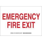 Emergency Fire Exit Sign - Self-sticking Polyester - Red on White - 10 x 14
