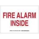 Fire Alarm Inside Sign - Light Duty Plastic - Red on White - 10 x 14