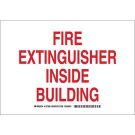 Fire Extinguisher Inside Building Sign - Light Duty Plastic - Red on White - 7 x 10