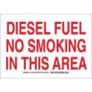 Diesel Fuel No Smoking In This Area Sign - Light Duty Plastic - Red on White - 10 x 14