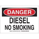 DANGER Diesel No Smoking Sign - Non-reflective Aluminum - Black/Red on White - 7 x 10