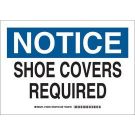 NOTICE Shoe Covers Required Sign - Light Duty Plastic - Black/Blue on White - 7 x 10