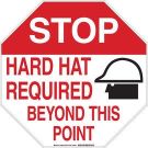 STOP Hard Hat Required Beyond This Point Sign - Non-reflective Aluminum - Black/Red on White - 24 x 24