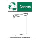 Cartons Sign - Light Duty Plastic 10 x 7 - Black/Green on White