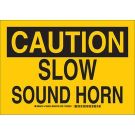 CAUTION Slow Sound Horn Sign - Non-reflective Aluminum 10 x 14 - Black on Yellow
