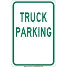 Truck Parking Sign - Self-sticking Polyester 18 x 12 - Green on White