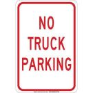 No Truck Parking Sign - Light Duty Plastic 18 x 12 - Red on White