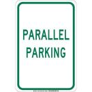Parallel Parking Sign - Light Duty Plastic 18 x 12 - Green on White