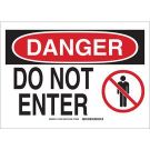 DANGER Do Not Enter Sign - Self-sticking Polyester - Black/Red on White - 7 x 10