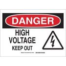 DANGER High Voltage Keep Out Sign - Light Duty Plastic - Black/Red on White - 7 x 10