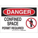 DANGER Confined Space Permit Required Sign - Non-reflective Aluminum - Black/Red on White - 7 x 10