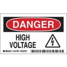 DANGER High Voltage Sign - Self-sticking Polyester - Black/Red on White - 3 x 5