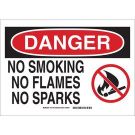 DANGER No Smoking No Flames No Sparks Sign - Premium Fiberglass - Black/Red on White - 10 x 14