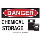 DANGER Chemical Storage Sign - Light Duty Plastic - Black/Red on White - 7 x 10