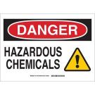 DANGER Hazardous Chemicals Sign - Premium Fiberglass - Black/Red/Yellow on White - 7 x 10