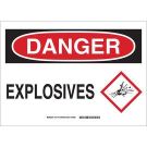 DANGER Explosives Sign - Light Duty Plastic - Black/Red on White - 10 x 14