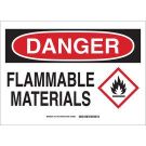 DANGER Flammable Materials Sign - Light Duty Plastic - Black/Red on White - 7 x 10