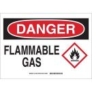 DANGER Flammable Gas Sign - Non-reflective Aluminum - Black/Red on White - 10 x 14