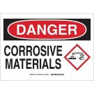 DANGER Corrosive Materials Sign - Premium Fiberglass - Black/Red on White - 10 x 14