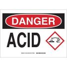 DANGER Acid Sign - Premium Fiberglass - Black/Red on White - 7 x 10