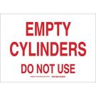 Empty Cylinders Do Not Use Sign - Light Duty Plastic - Red on White - 10 x 14
