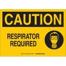 CAUTION Respirator Required Sign - Light Duty Plastic 10 x 14 - Black on Yellow