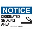Designated Smoking Area Sign - Premium Fiberglass - Black/Blue on White - 7 x 10