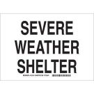 Severe Weather Shelter Sign - Premium Fiberglass - Black on White - 7 x 10